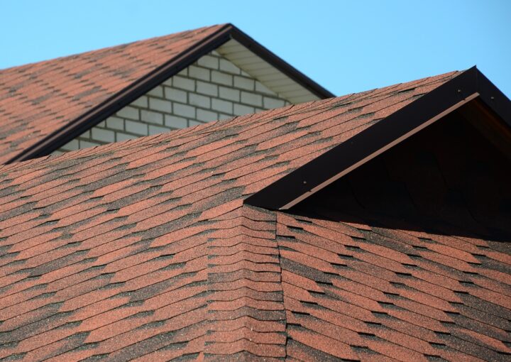 The roof is covered with bituminous shingles of brown color. Quality Roofing